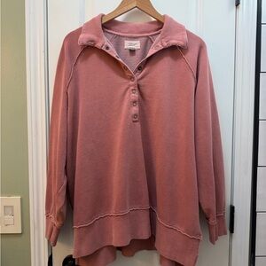 American Eagle Outfitters Pink Button-Up Sweatshirt